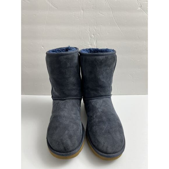 UGG Classic Boots Womens 9 Navy Blue Sheepskin Suede Boots Mid Calf Tall - Picture 2 of 6